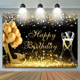 Schwarz Golden Luftballons Bokeh Glücklich Geburtstag Hintergrund